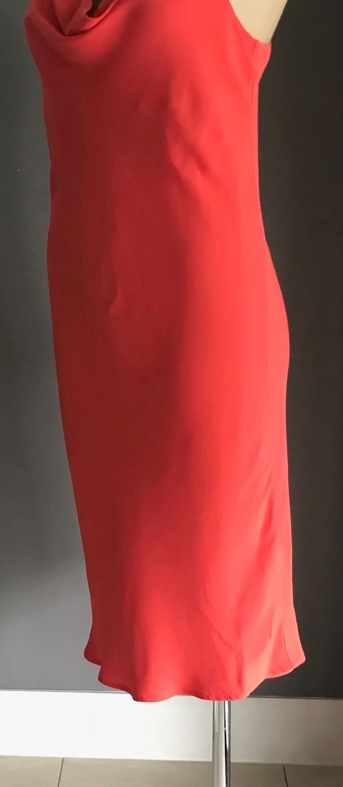 C/MEO COLLECTIVE Dress Cowl Neck Sheath Coral Frock Ladies Size S 10