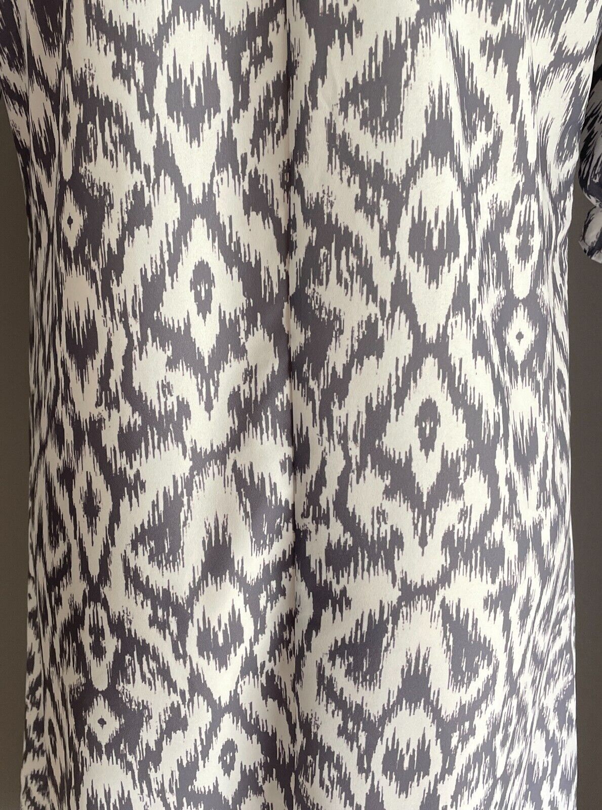 Maxi Dress NORACORA Tassel Tie Grey White Geo Tier Hem V Neck Size S 12 NEW