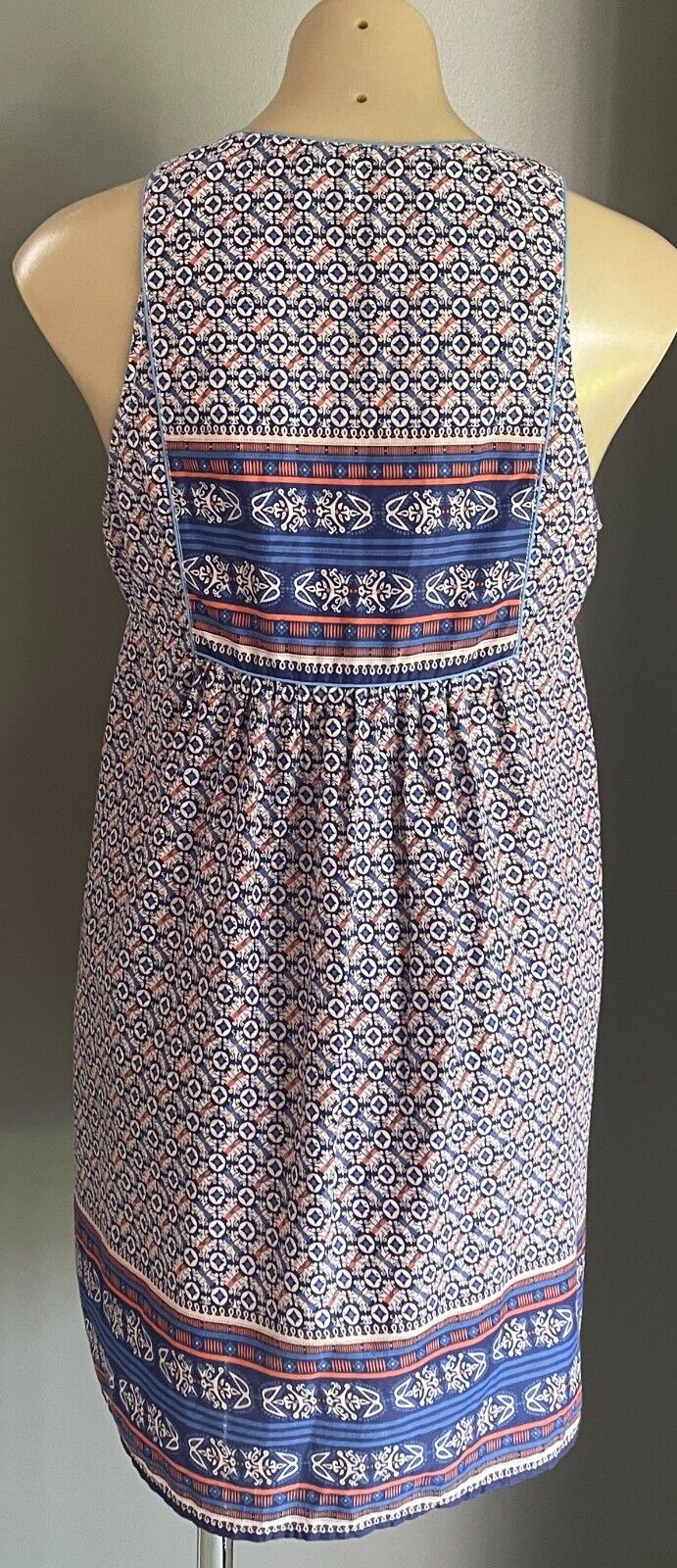 FOUNDLING Dress Cotton Shift Mini Sleeveless Blue Orange Pale Pink Size S 10 NEW