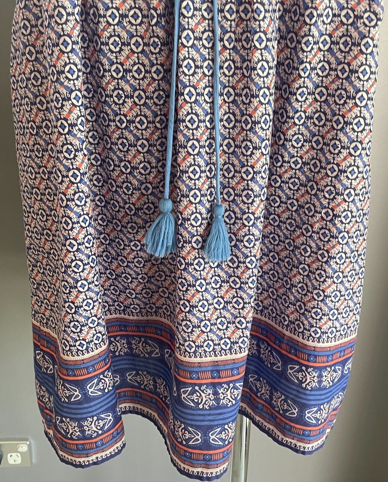 FOUNDLING Dress Cotton Shift Mini Sleeveless Blue Orange Pale Pink Size S 10 NEW