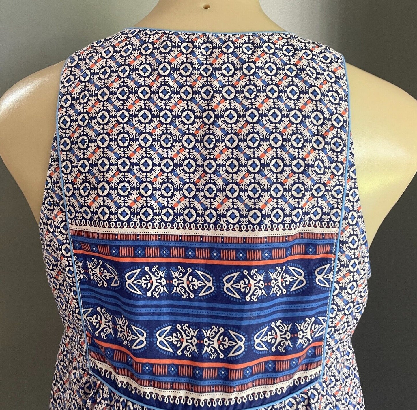 FOUNDLING Dress Cotton Shift Mini Sleeveless Blue Orange Pale Pink Size S 10 NEW