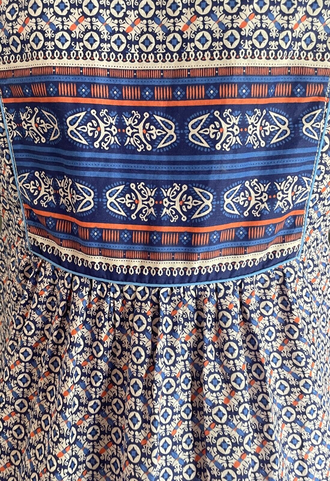 FOUNDLING Dress Cotton Shift Mini Sleeveless Blue Orange Pale Pink Size S 10 NEW