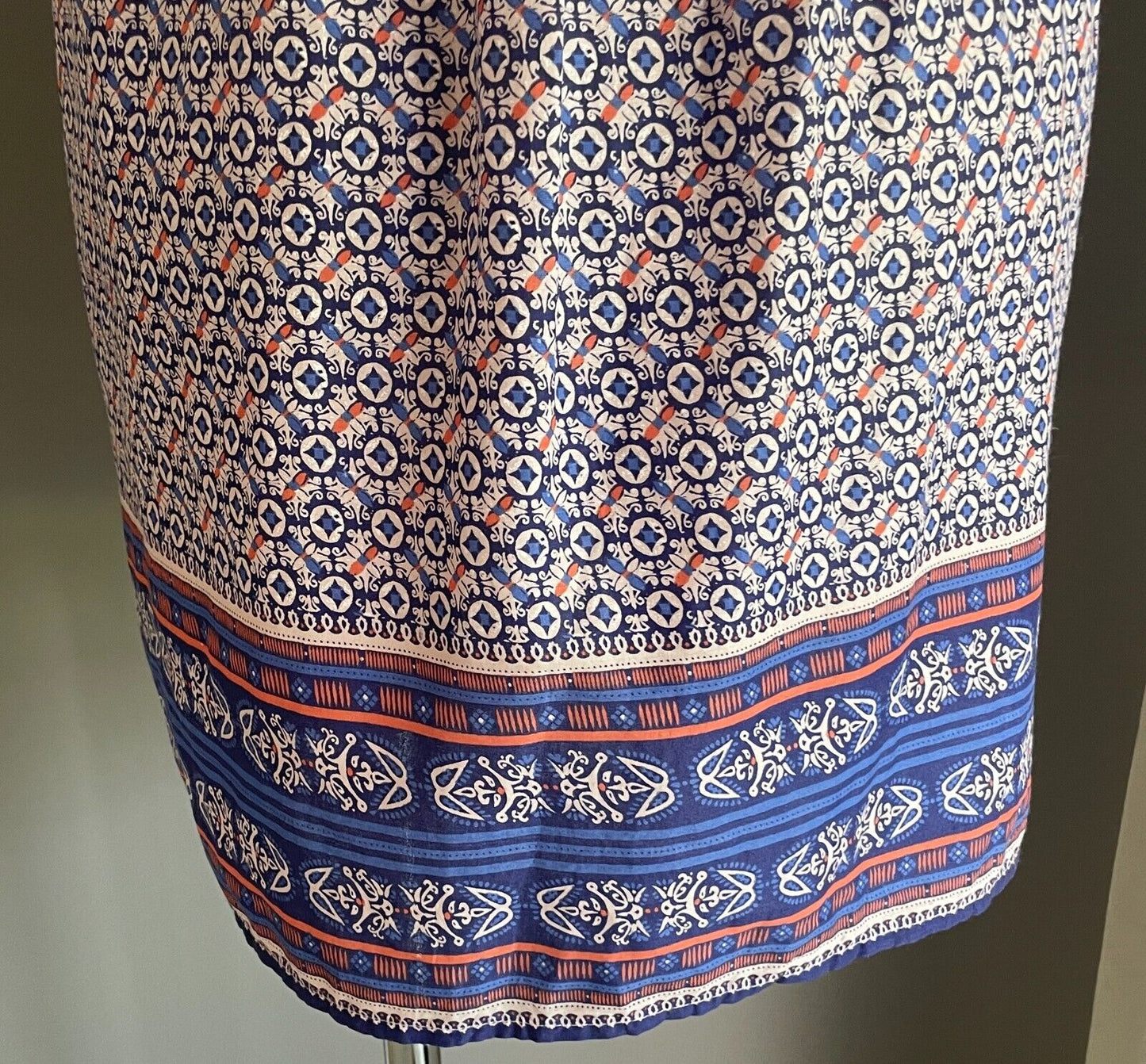 FOUNDLING Dress Cotton Shift Mini Sleeveless Blue Orange Pale Pink Size S 10 NEW