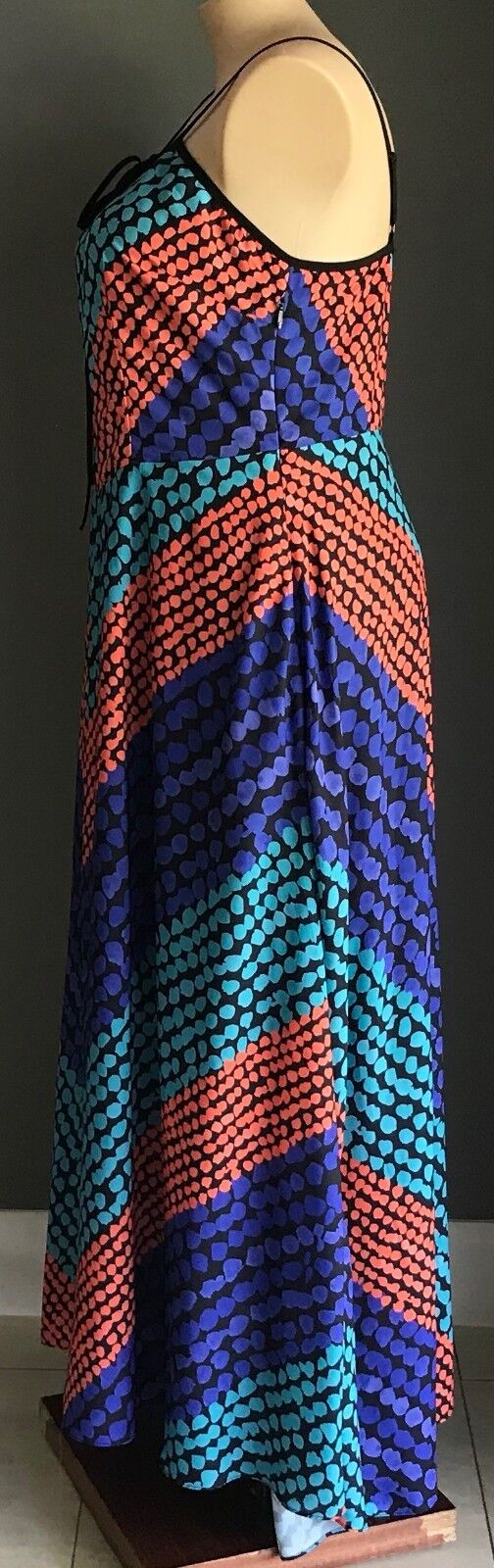 CITY CHIC Maxi Dress Multi Colour Print Neck Tie Sleeveless Long Size XS 10 12