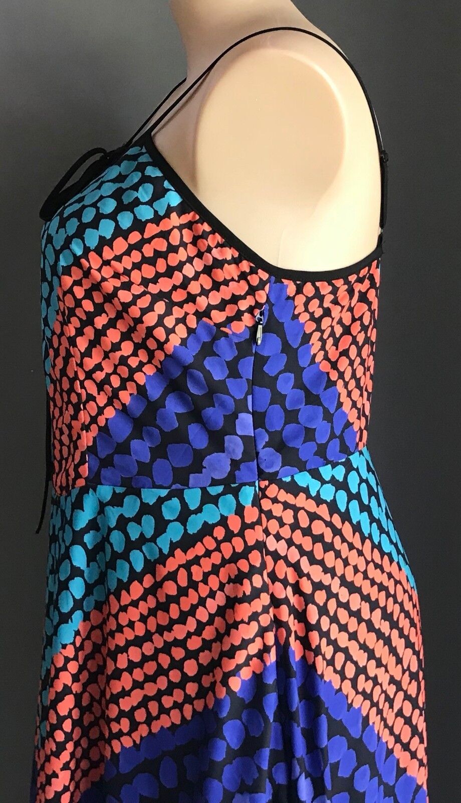 CITY CHIC Maxi Dress Multi Colour Print Neck Tie Sleeveless Long Size XS 10 12