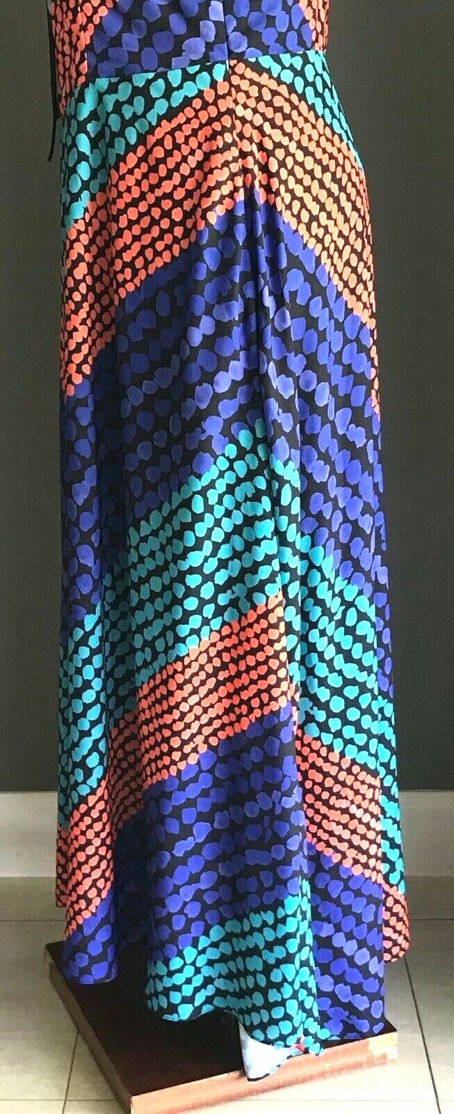 CITY CHIC Maxi Dress Multi Colour Print Neck Tie Sleeveless Long Size XS 10 12