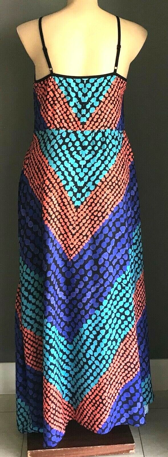 CITY CHIC Maxi Dress Multi Colour Print Neck Tie Sleeveless Long Size XS 10 12