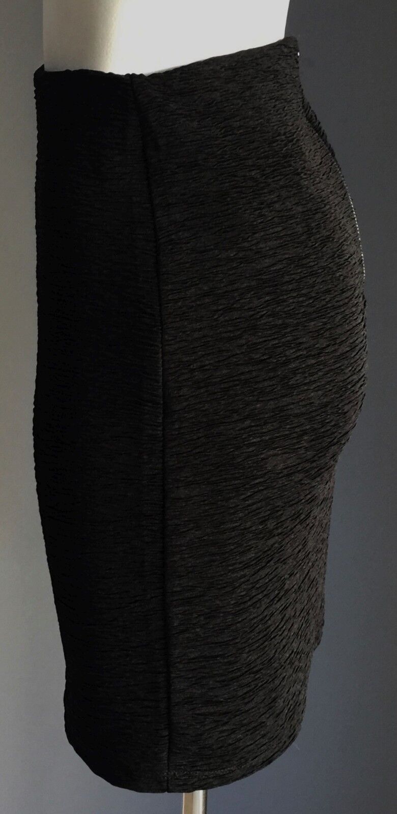 VERO MODA Mini Skirt Crinkle Creased Stretch Black Pencil Elastic Waist XS 8 NEW