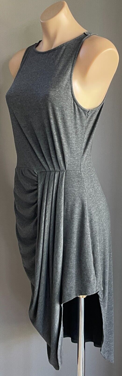 BLESSED ARE THE MEEK "Flow" Dress Charcoal Marl Ruched Stretch Sz 3 10 12 New