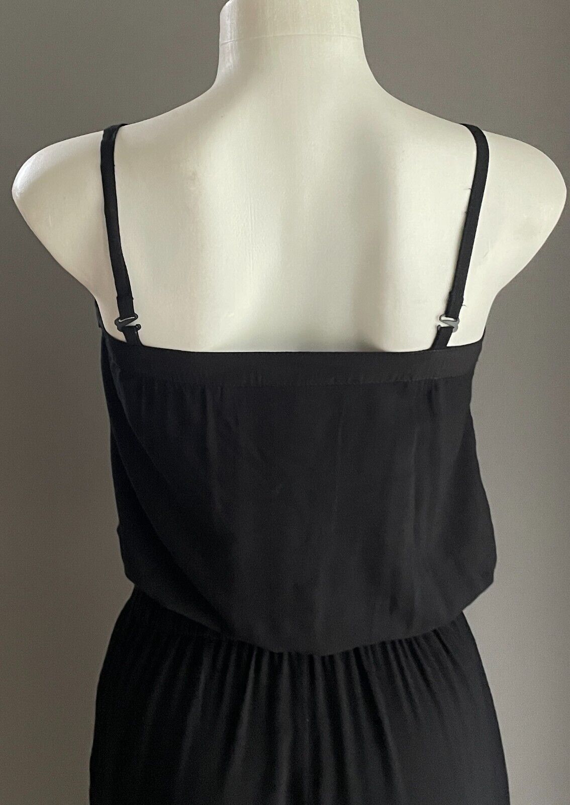 SHONA JOY Black Jumpsuit Sleeveless Size 6 8 Gold Bead Trim Elasticised Leg Cuff