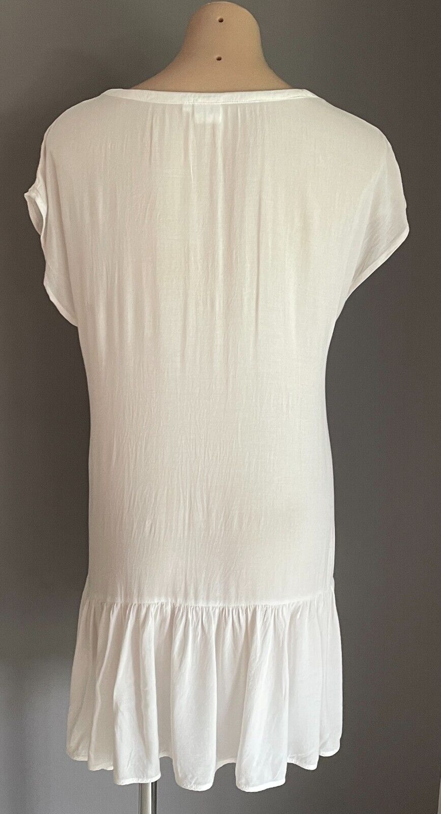 SOMEDAYS LOVIN White Embroidered Floral Tier Hem Mini Dress Size XS 10 Boho Chic