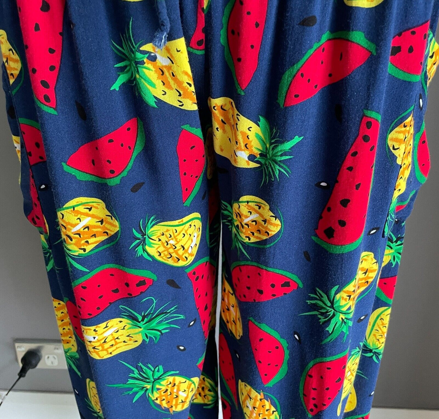 SK Harem Pants Tutti Frutti Bright Pineapple Watermelon Fruit Shirred Size 3 10