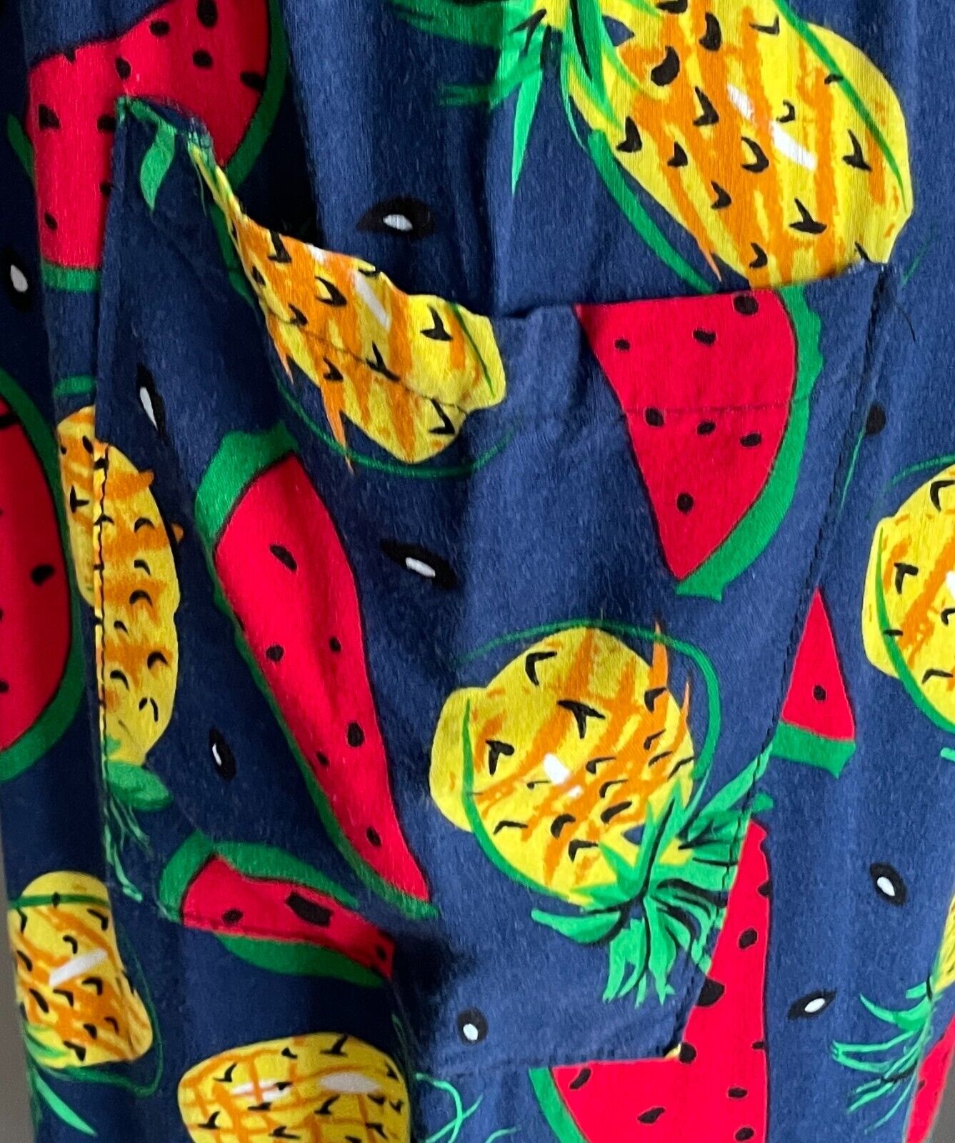 SK Harem Pants Tutti Frutti Bright Pineapple Watermelon Fruit Shirred Size 3 10