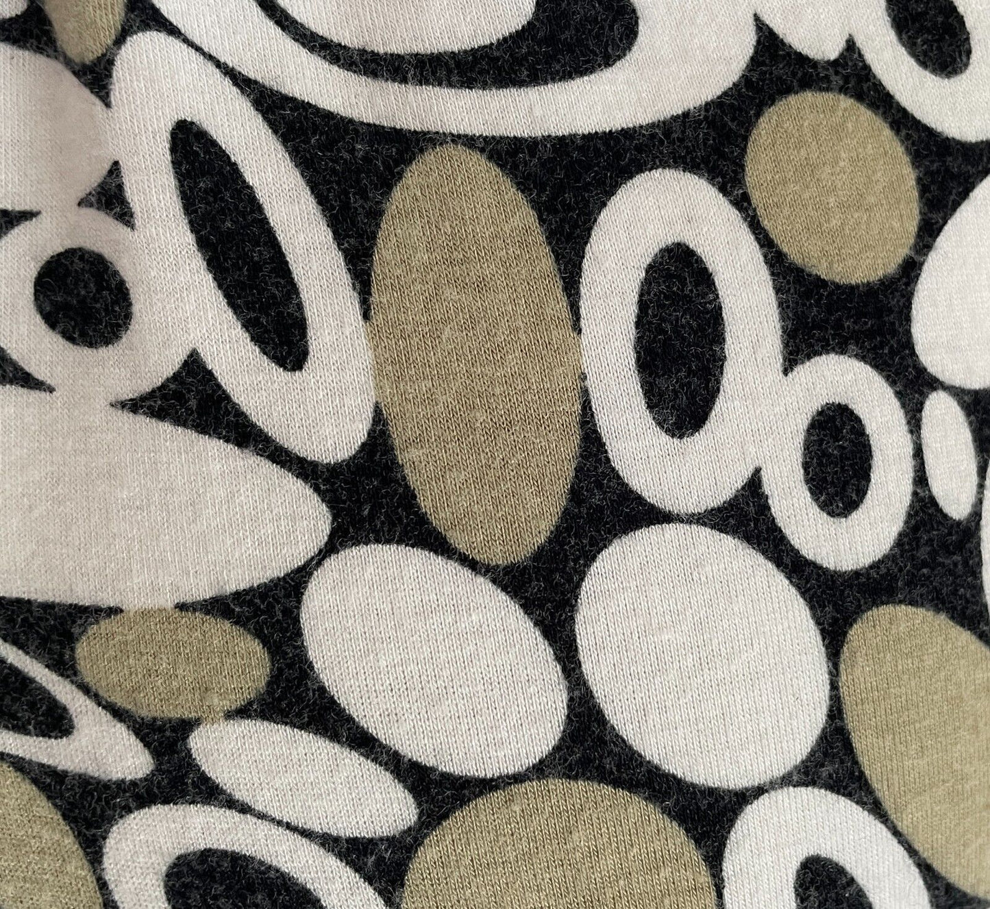 QUEENSPARK Dress Tie Back Midi 3/4 Sleeve Khaki White Black Spot Print Size M 12