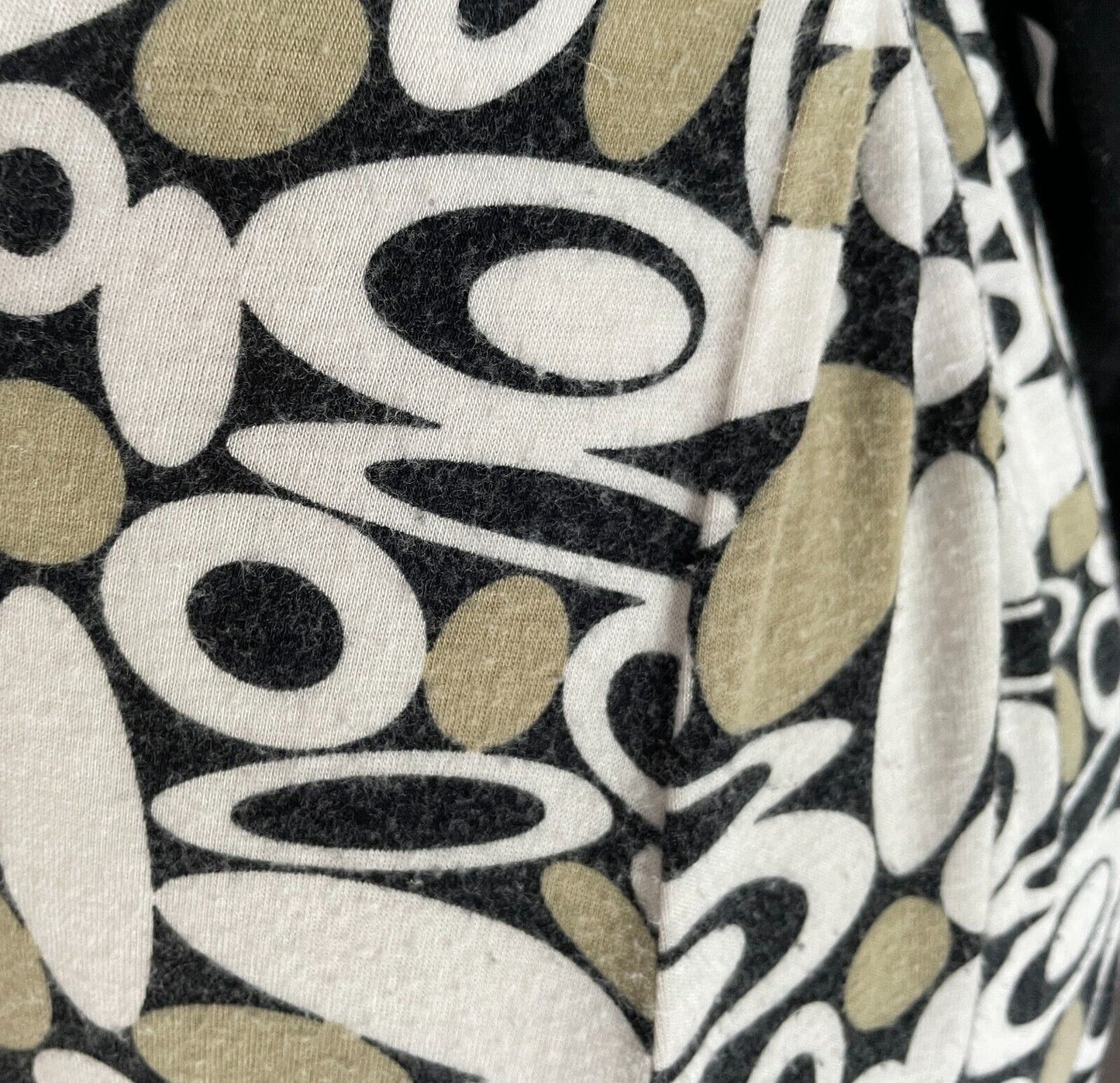 QUEENSPARK Dress Tie Back Midi 3/4 Sleeve Khaki White Black Spot Print Size M 12