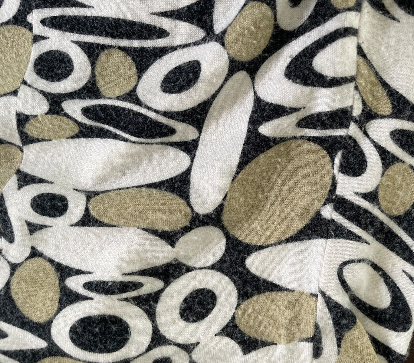 QUEENSPARK Dress Tie Back Midi 3/4 Sleeve Khaki White Black Spot Print Size M 12