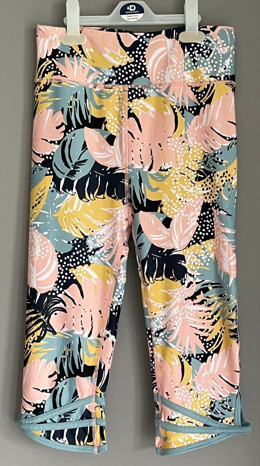 COTTON ON BODY Coral Sage Mustard Stretch Activewear Capri Tights Gym Size M