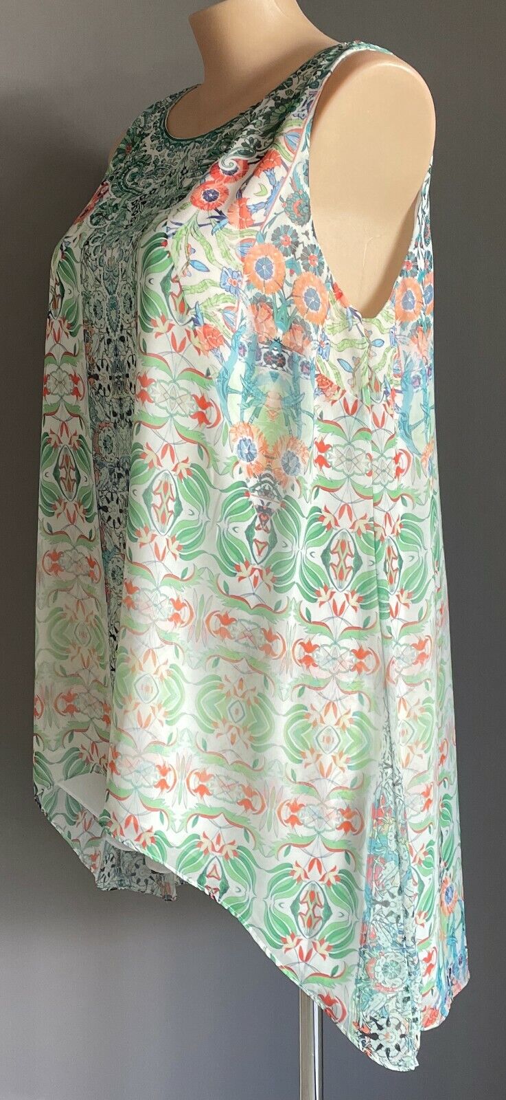 CITY CHIC Bucharest Hi Low Blouse Green & Pastel Colours Embellished Plus Size M