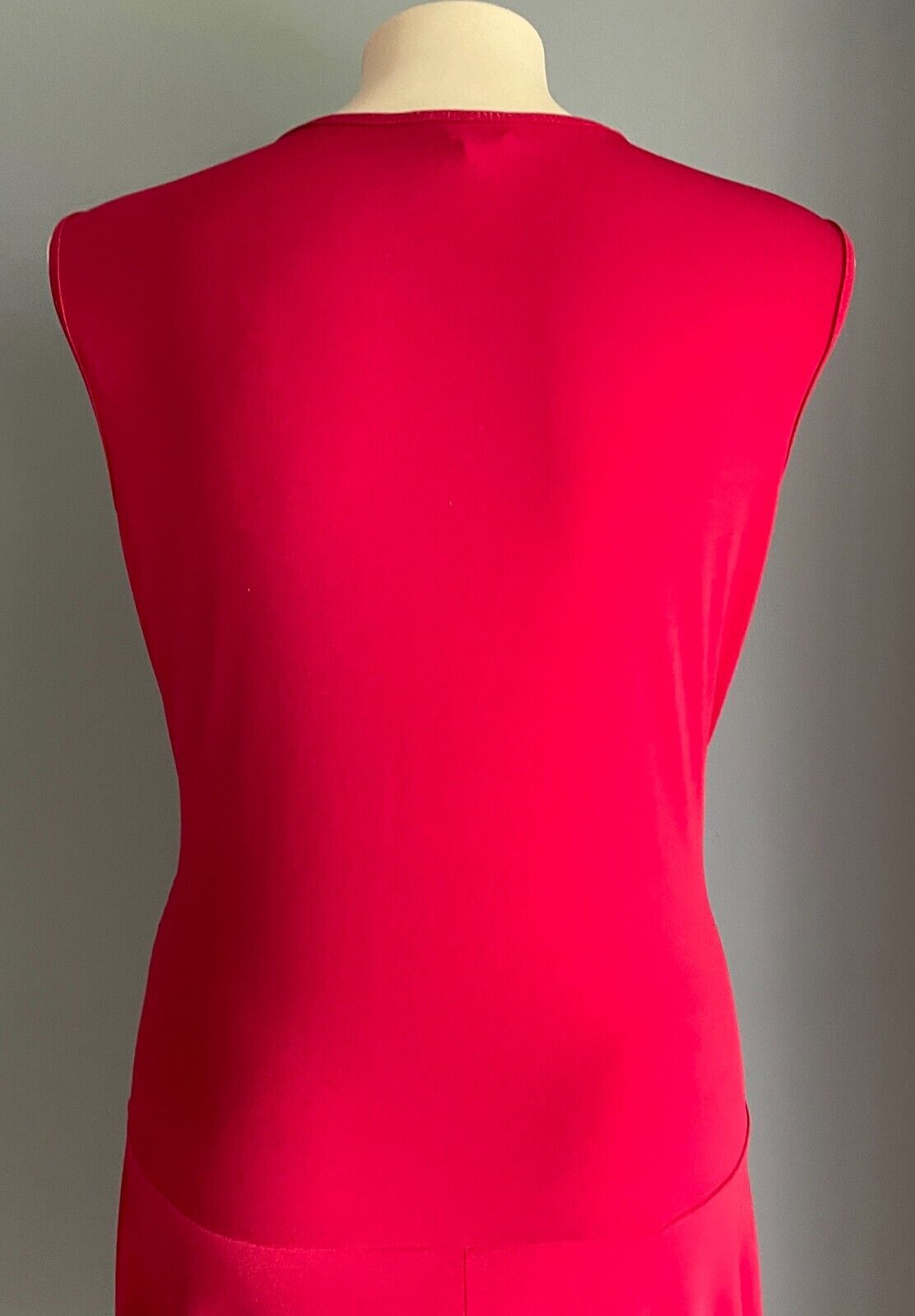 RTM Maxi Dress Red Sleeveless CrossOver Neck Ruched Belly Size L 12 Stretch