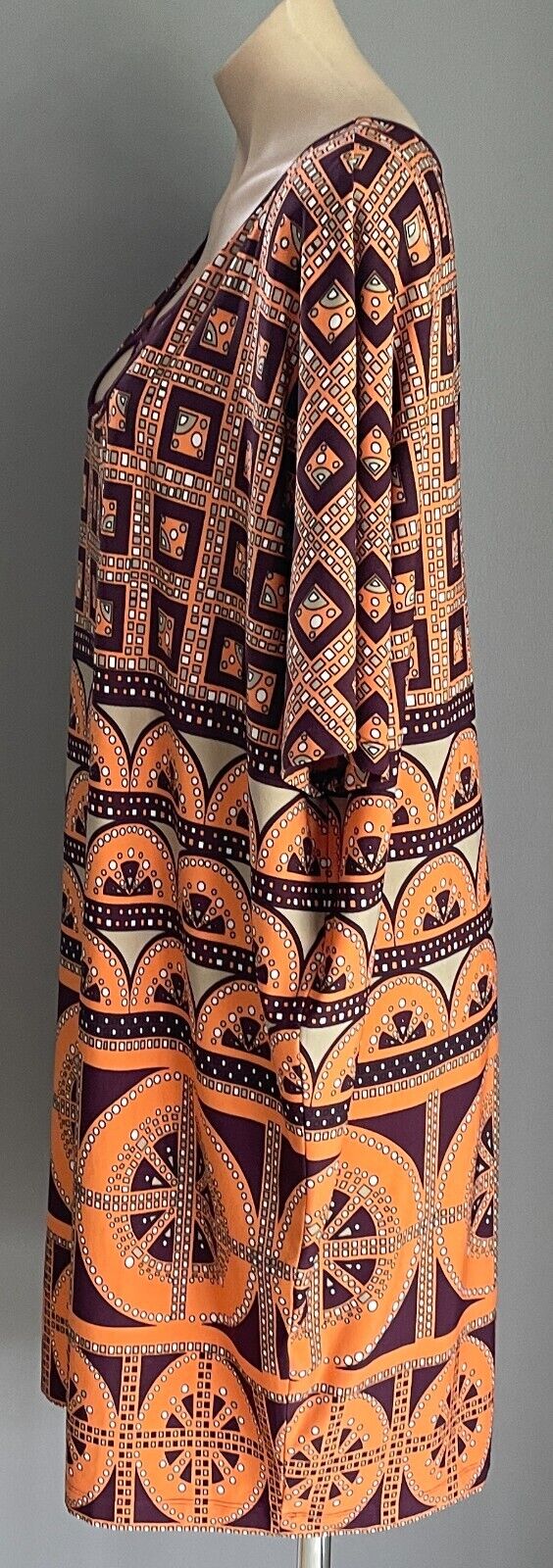 LEONA EDMISTON RUBY Shift Dress Burgundy Orange Taupe White Cut Out Size 3 14 16