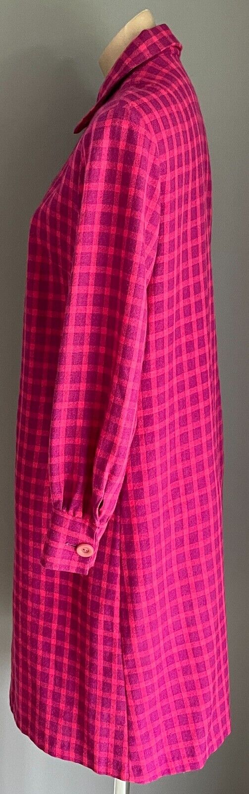 GAELTARRA Wool Tweed Dress Ireland Hand Woven Pink Purple Check Size 12 Vintage