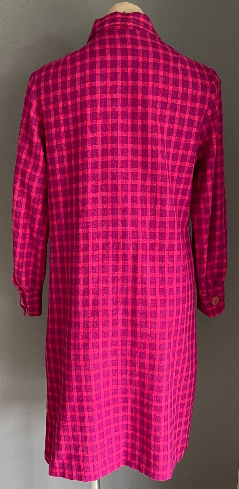 GAELTARRA Wool Tweed Dress Ireland Hand Woven Pink Purple Check Size 12 Vintage