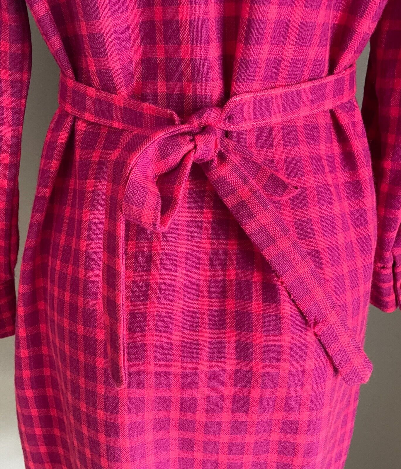 GAELTARRA Wool Tweed Dress Ireland Hand Woven Pink Purple Check Size 12 Vintage
