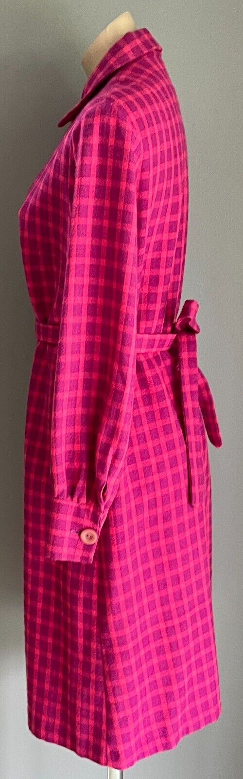 GAELTARRA Wool Tweed Dress Ireland Hand Woven Pink Purple Check Size 12 Vintage