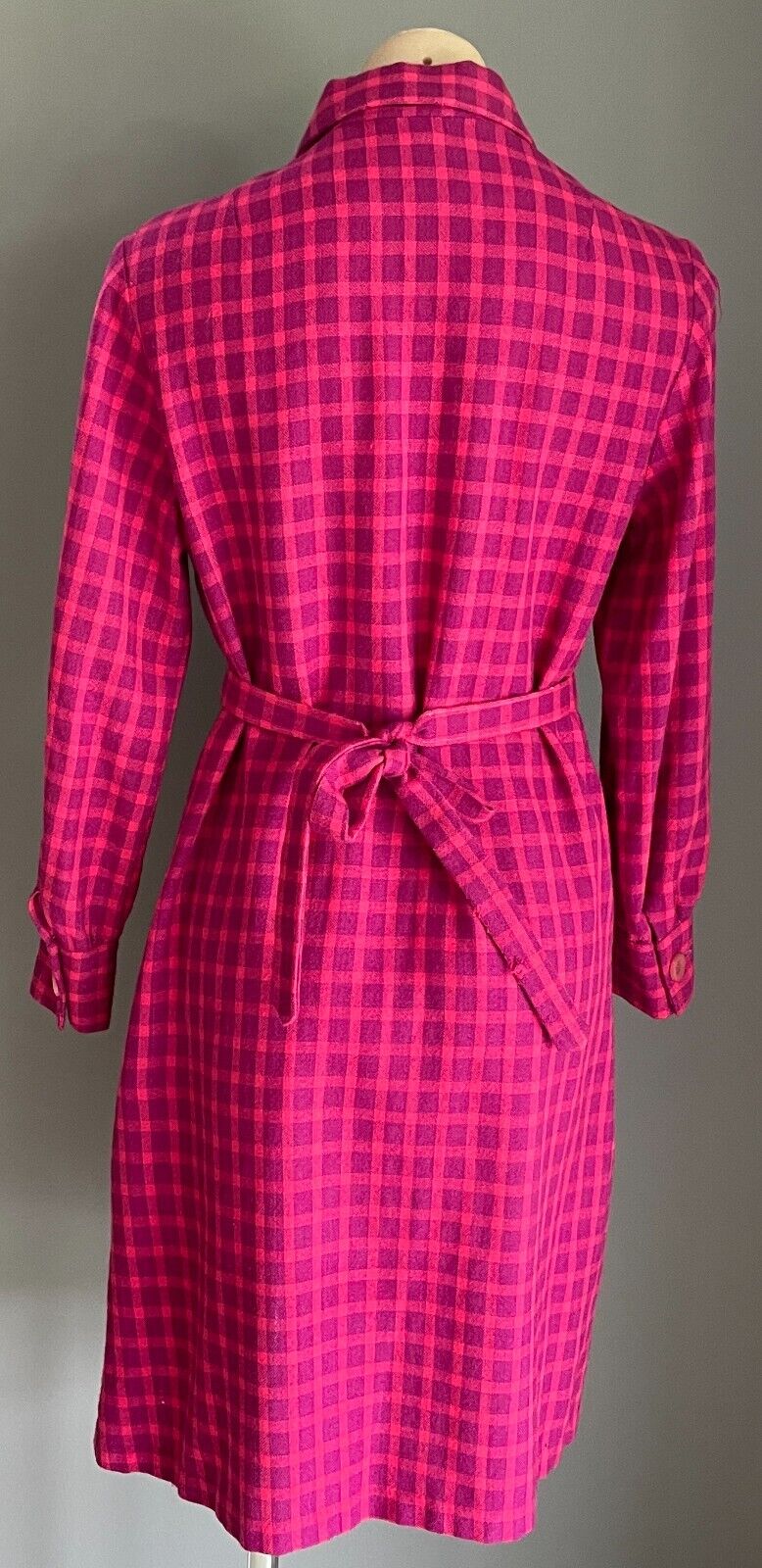 GAELTARRA Wool Tweed Dress Ireland Hand Woven Pink Purple Check Size 12 Vintage