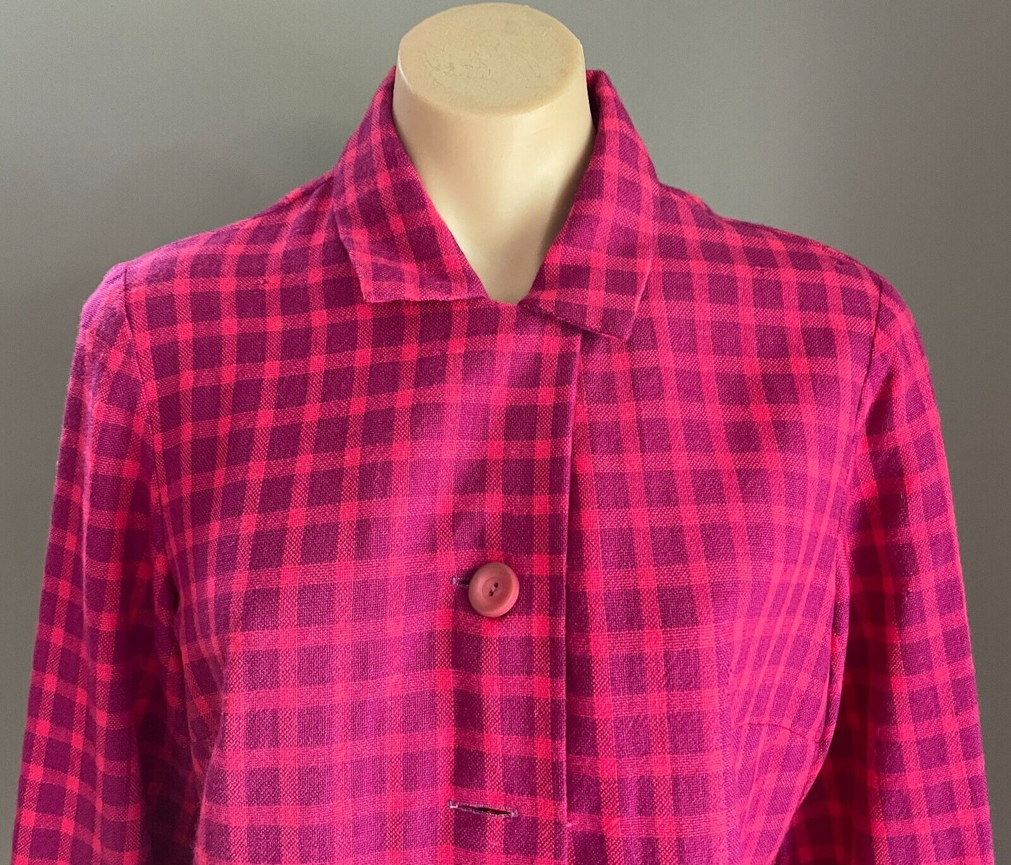 GAELTARRA Wool Tweed Dress Ireland Hand Woven Pink Purple Check Size 12 Vintage