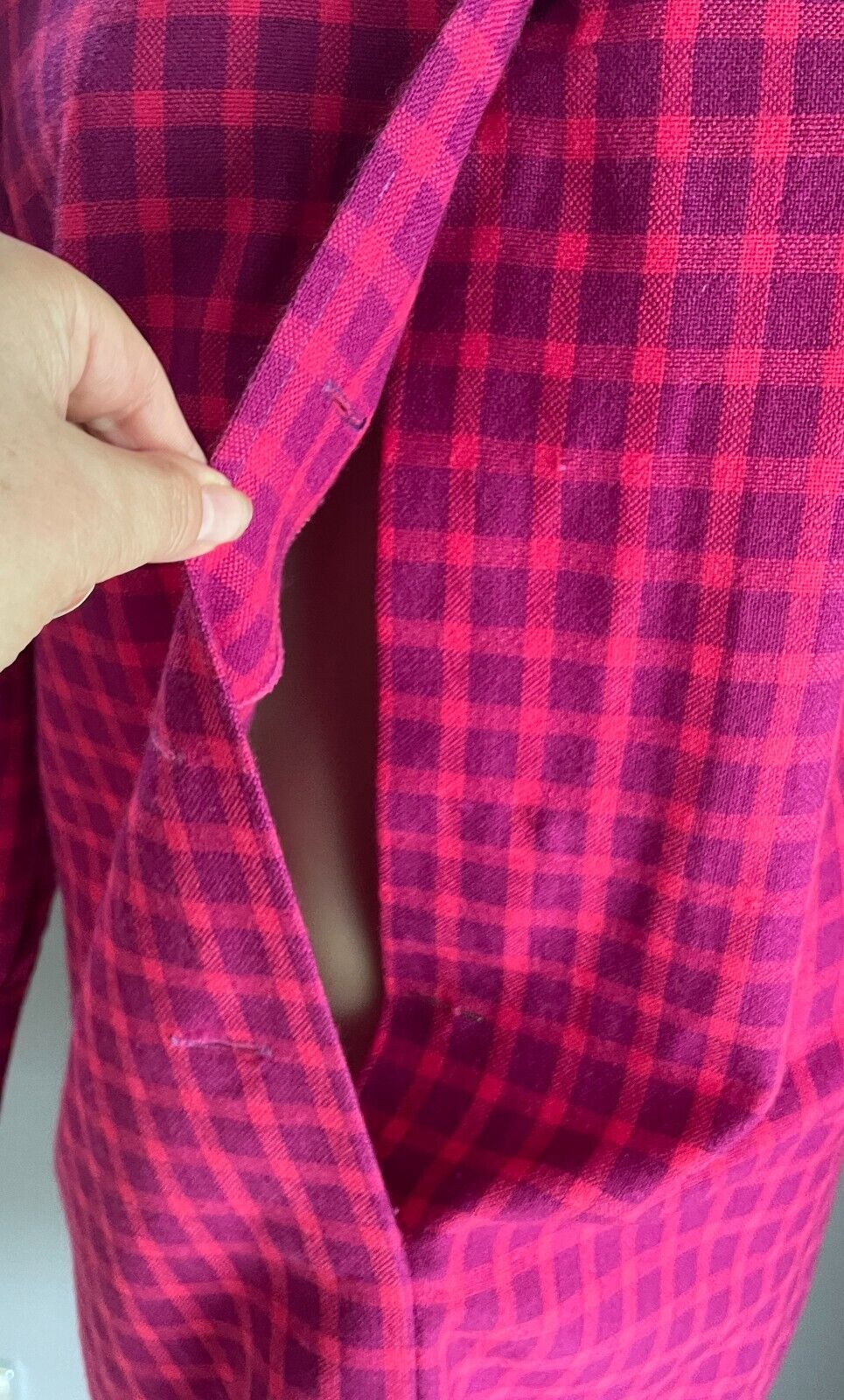 GAELTARRA Wool Tweed Dress Ireland Hand Woven Pink Purple Check Size 12 Vintage