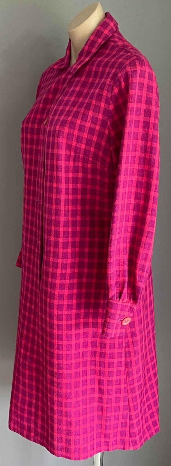 GAELTARRA Wool Tweed Dress Ireland Hand Woven Pink Purple Check Size 12 Vintage