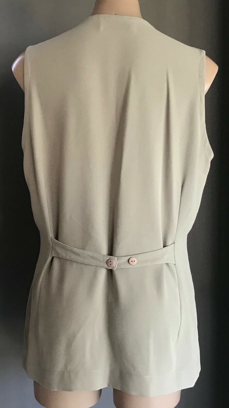 MIXIT CO-ORDINATES Sleeveless Top Light Khaki Cornelli Swirl Trim Size 16 MIXIT