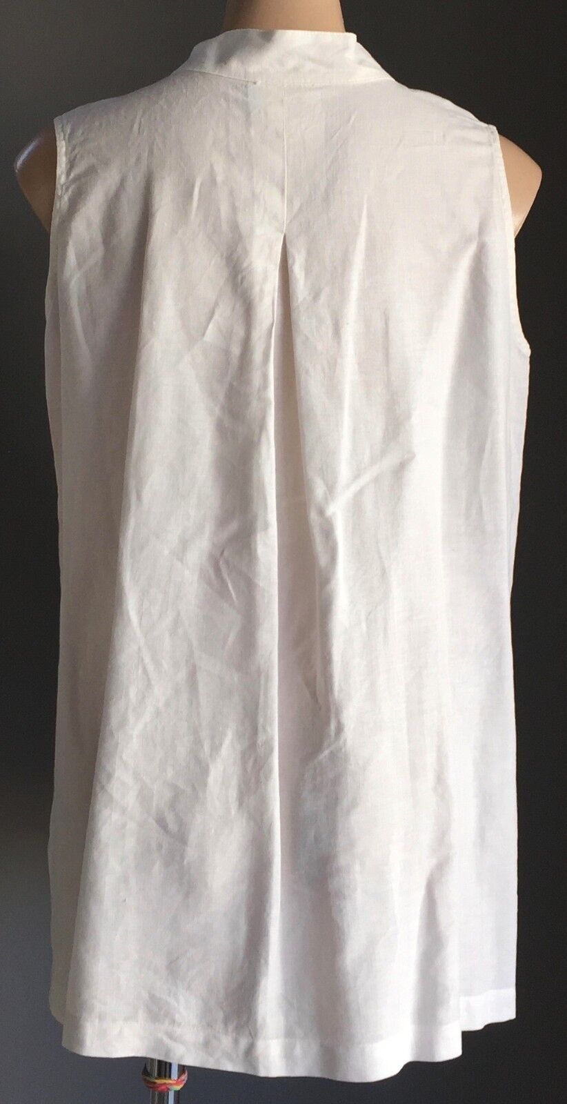 BENTLEY ARBUCKLE USA Top Oriental Frog Button Front White Linen Size 10 AU 14
