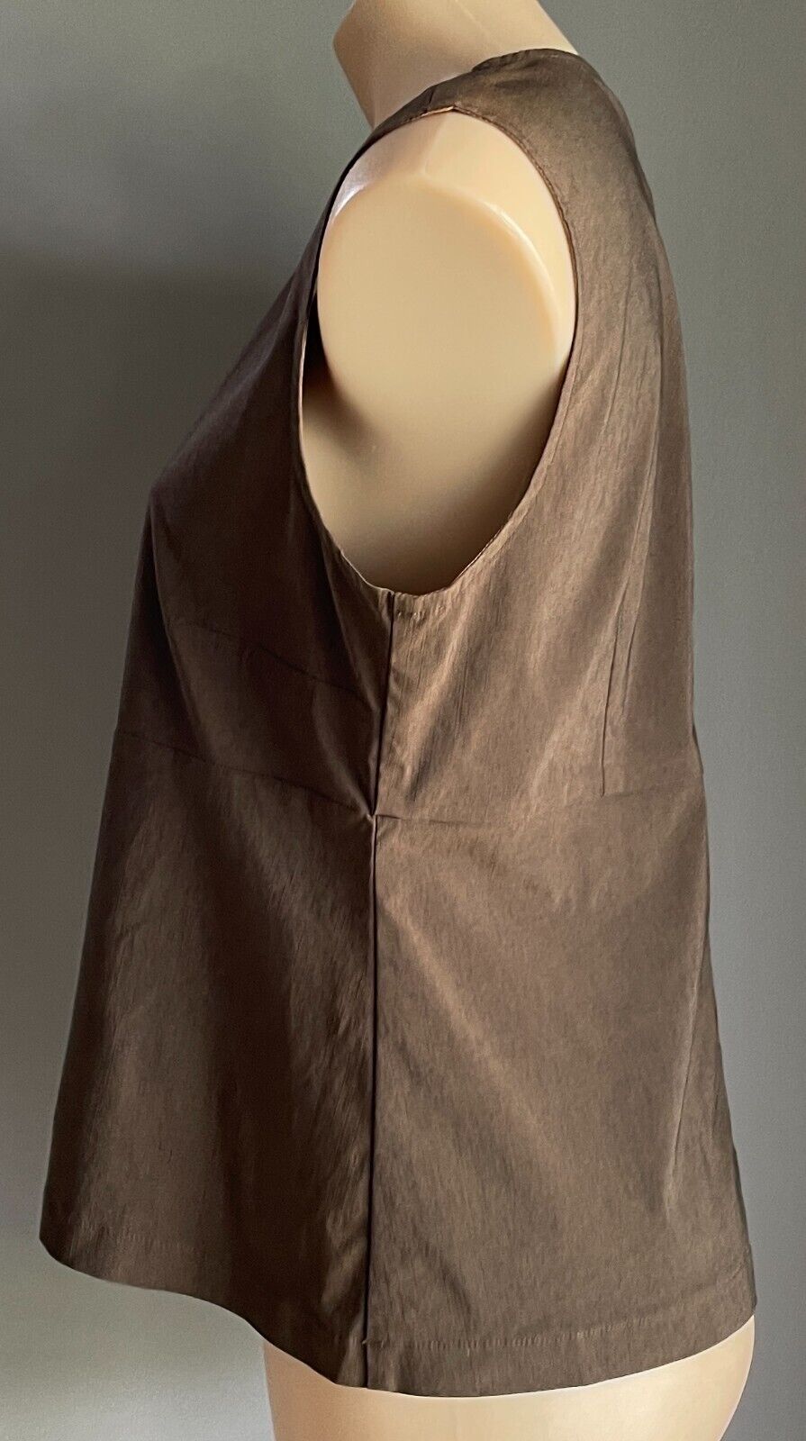 TAMEA RICE Sleeveless Brown Stretch Round Neck Top Size XL 12 14 Vintage Retro