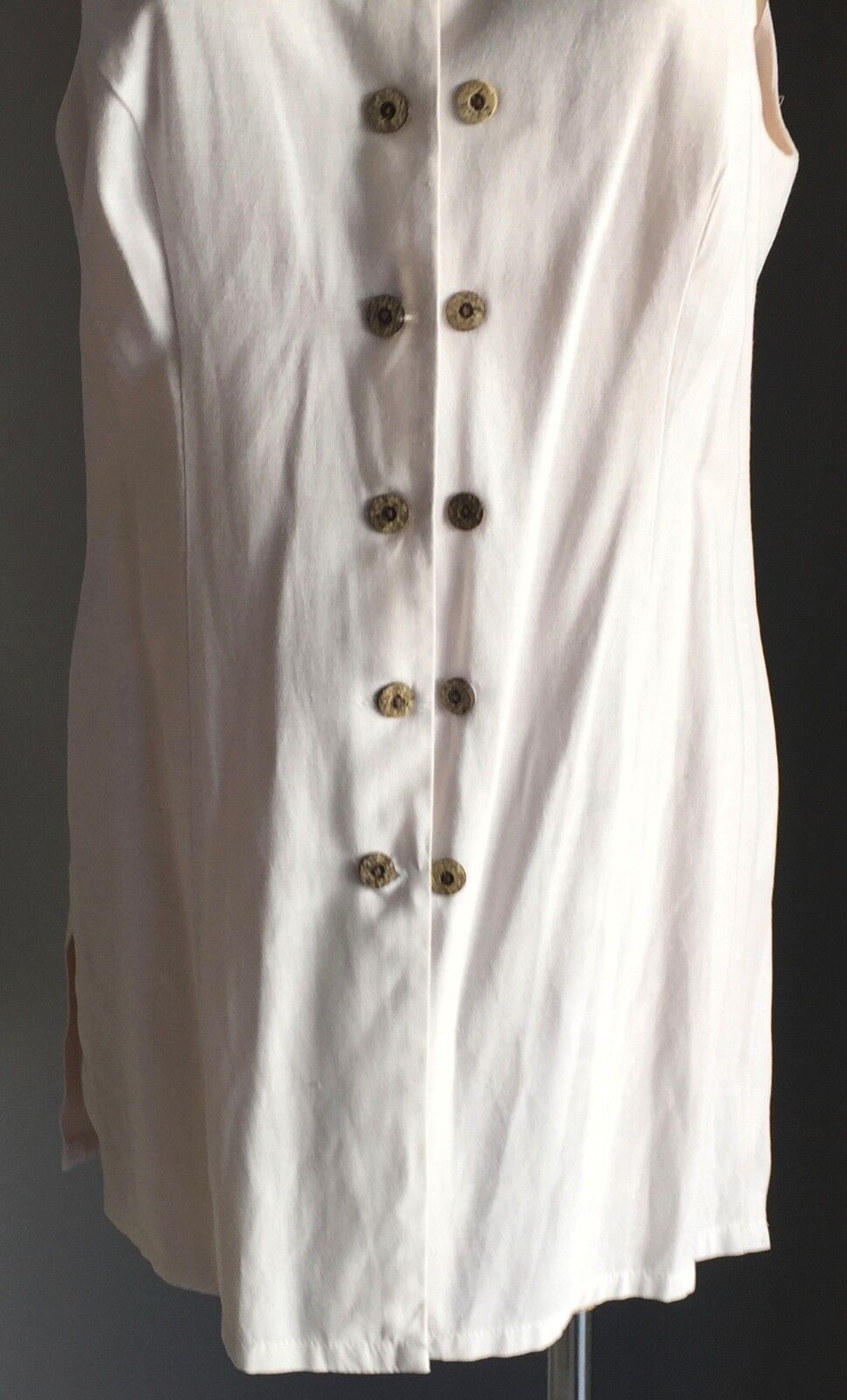Vintage MARSHAL GERALD ASHLEY White Sleeveless Fitted Tunic Top Size 14