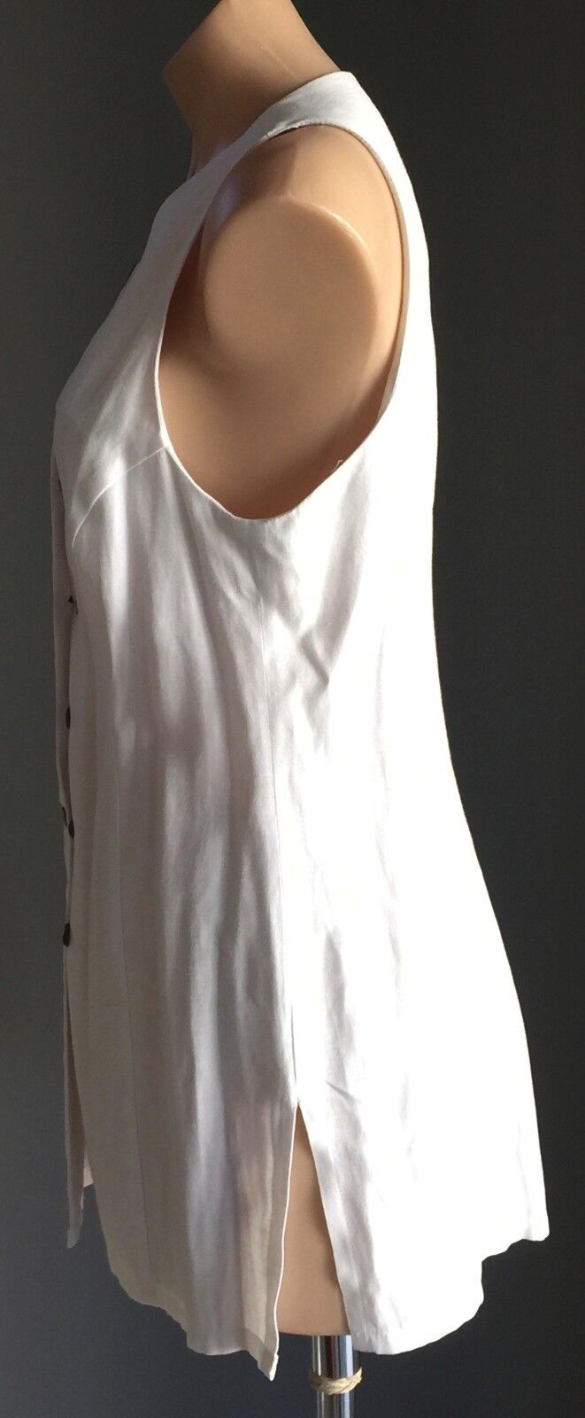 Vintage MARSHAL GERALD ASHLEY White Sleeveless Fitted Tunic Top Size 14