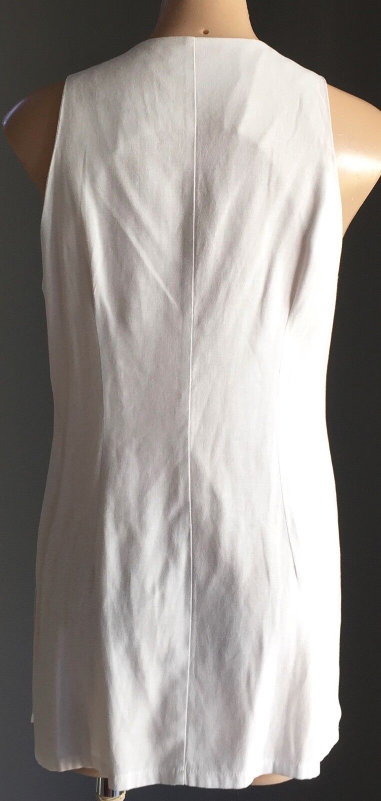 Vintage MARSHAL GERALD ASHLEY White Sleeveless Fitted Tunic Top Size 14