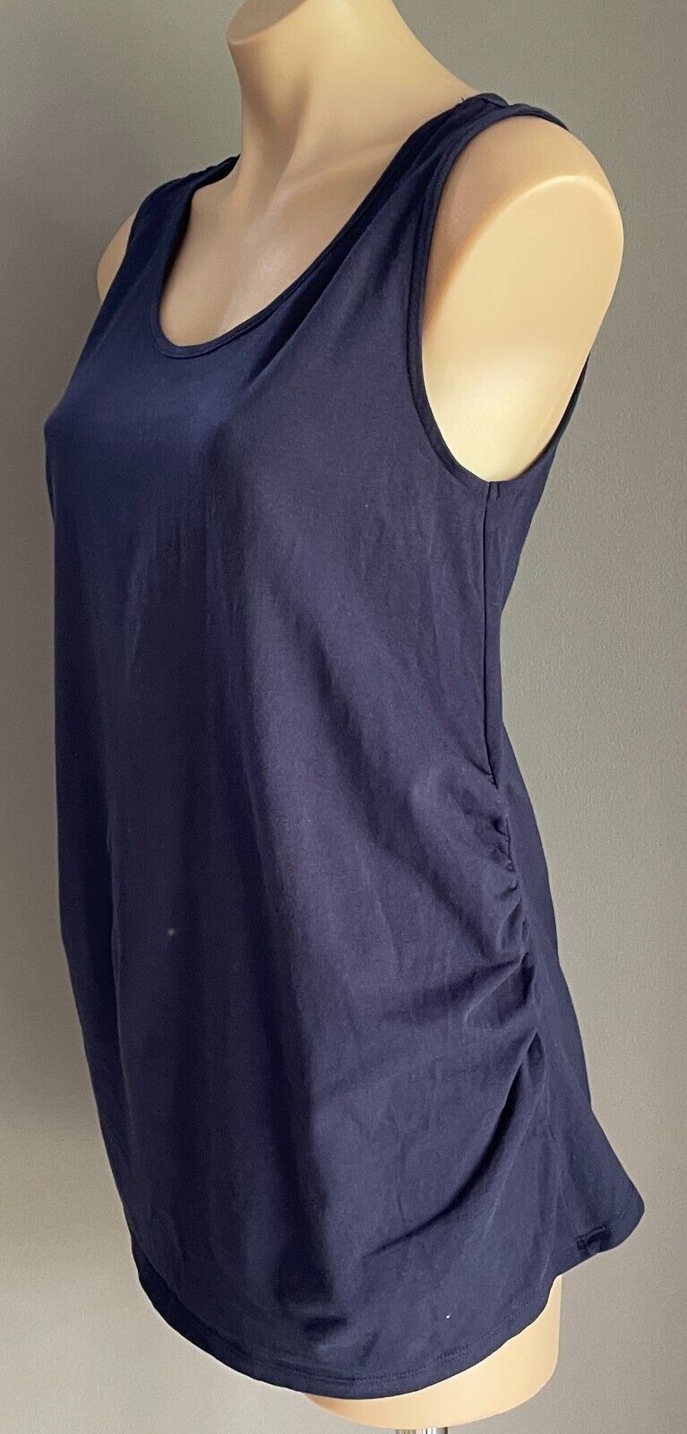 TARGET MATERNITY Top Tank Navy Blue Sleeveless Ruched Sides PreNatal Size 14 NEW
