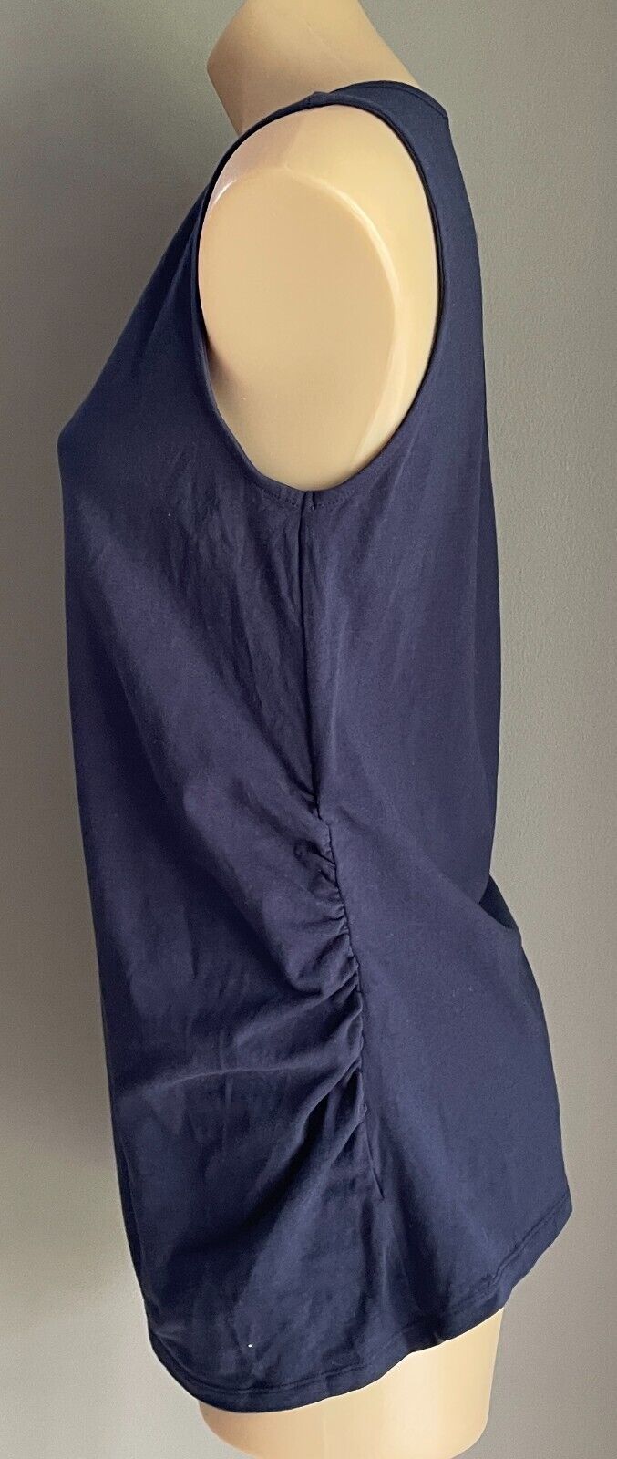 TARGET MATERNITY Top Tank Navy Blue Sleeveless Ruched Sides PreNatal Size 14 NEW