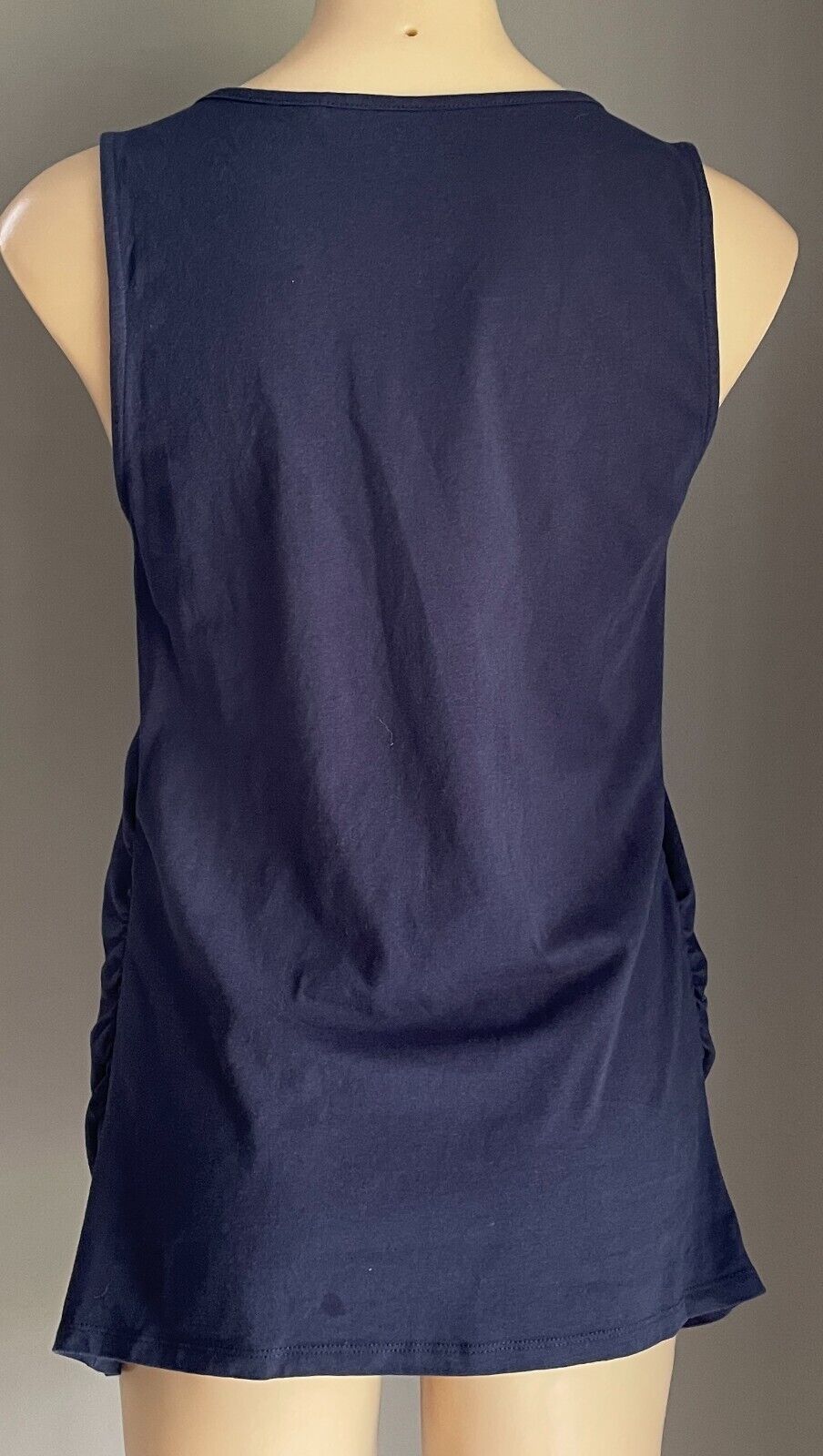 TARGET MATERNITY Top Tank Navy Blue Sleeveless Ruched Sides PreNatal Size 14 NEW