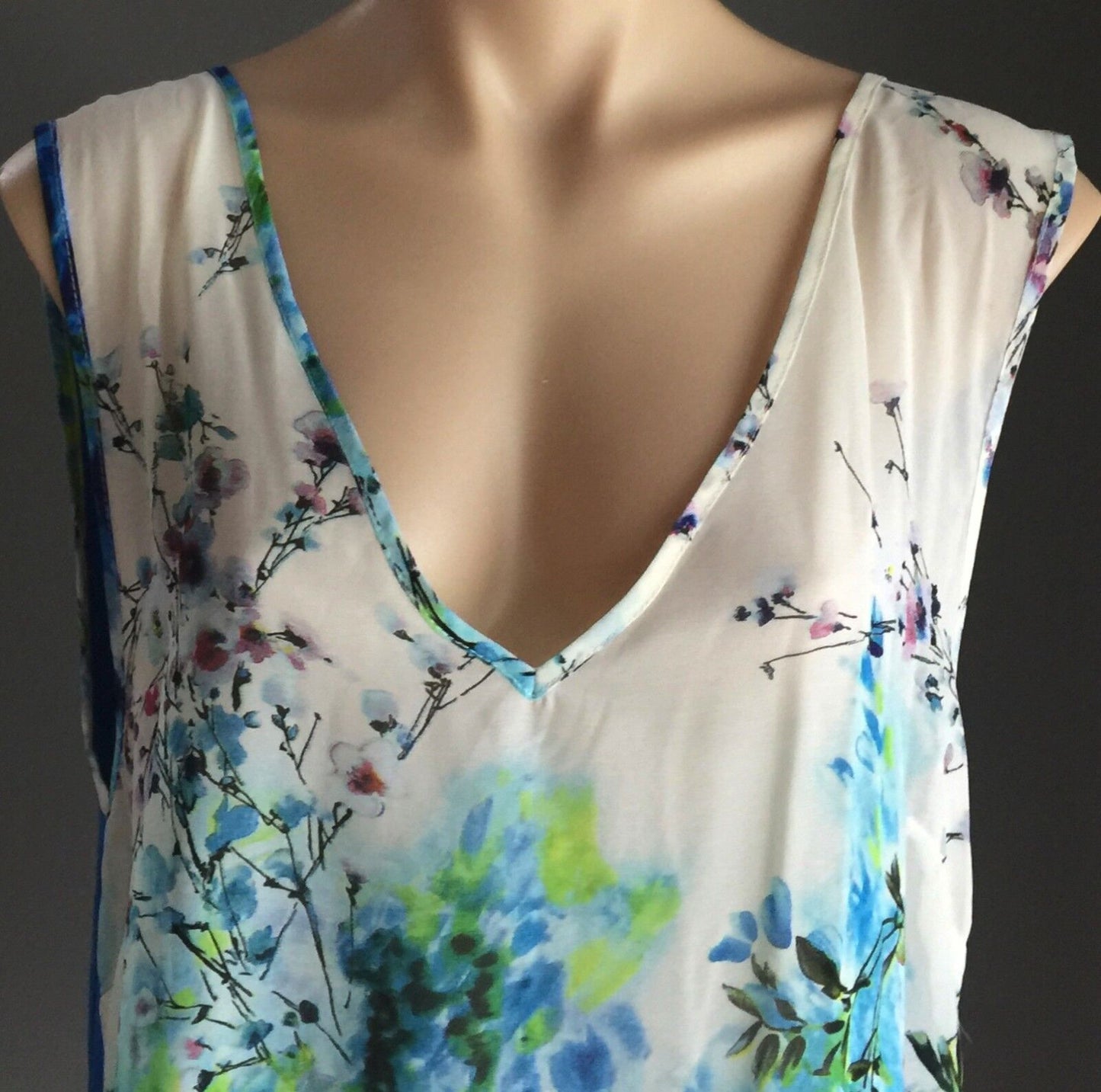 Retro CARA ROSSI Tank Top Sleeveless Sheer Floral Camisole Ladies Plus Size L 14