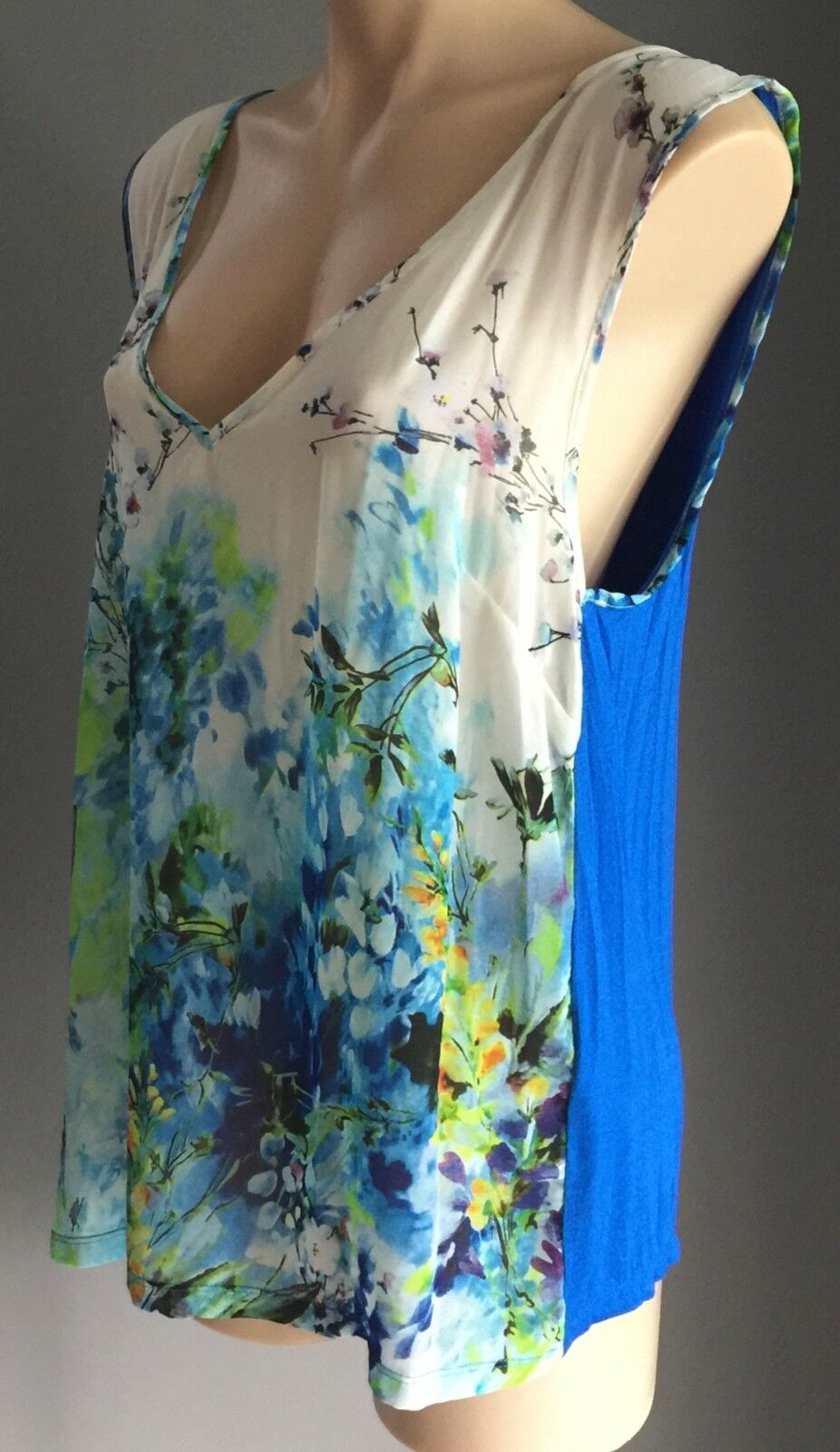 Retro CARA ROSSI Tank Top Sleeveless Sheer Floral Camisole Ladies Plus Size L 14