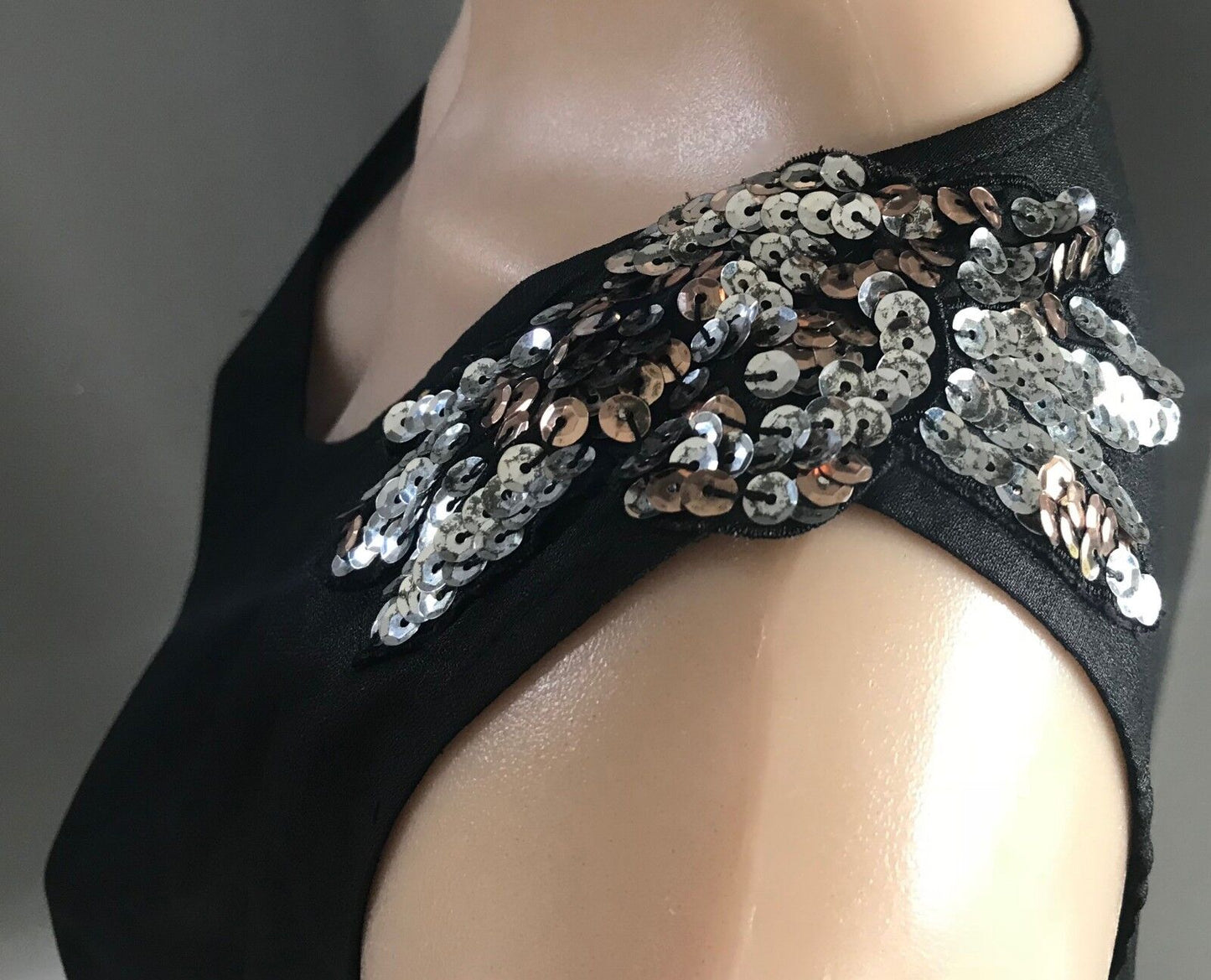 KENJI Tank Top Sleeveless Black w Sequin Shoulder Trim Whimsigoth Size 14 Retro