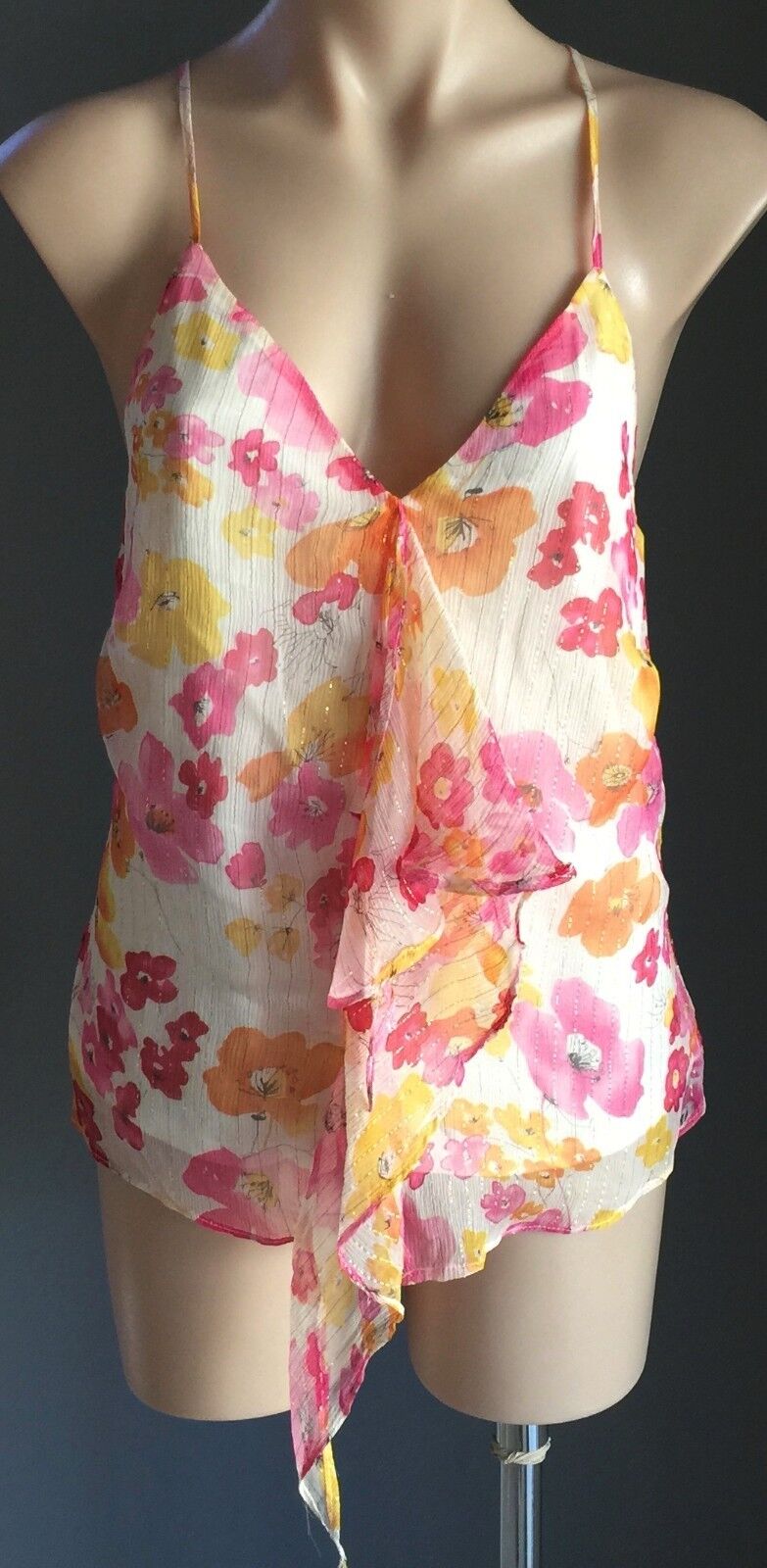VALLEYGIRL Silk Singlet Top Floral Print Camisole Size Size 14 MultiColour NEW
