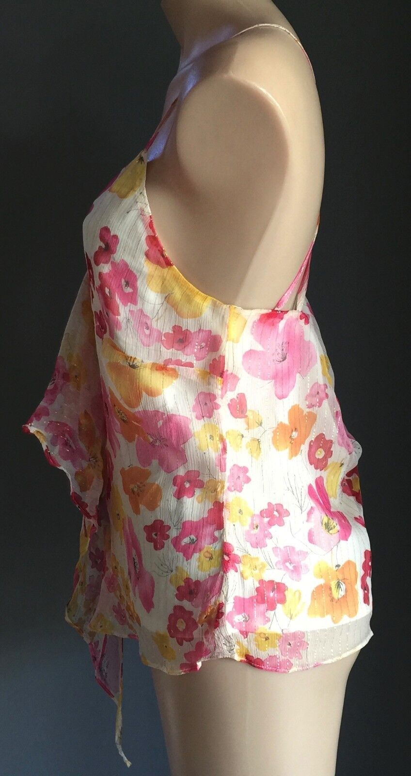VALLEYGIRL Silk Singlet Top Floral Print Camisole Size Size 14 MultiColour NEW