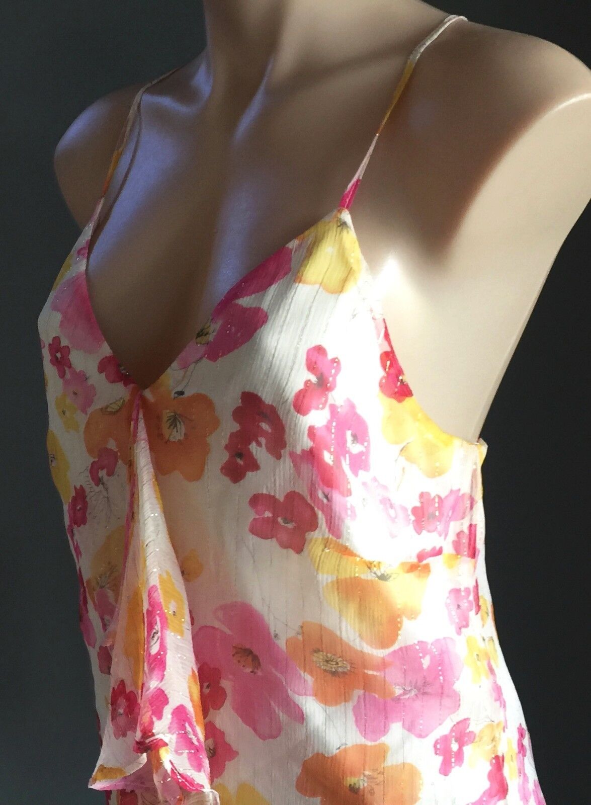 VALLEYGIRL Silk Singlet Top Floral Print Camisole Size Size 14 MultiColour NEW
