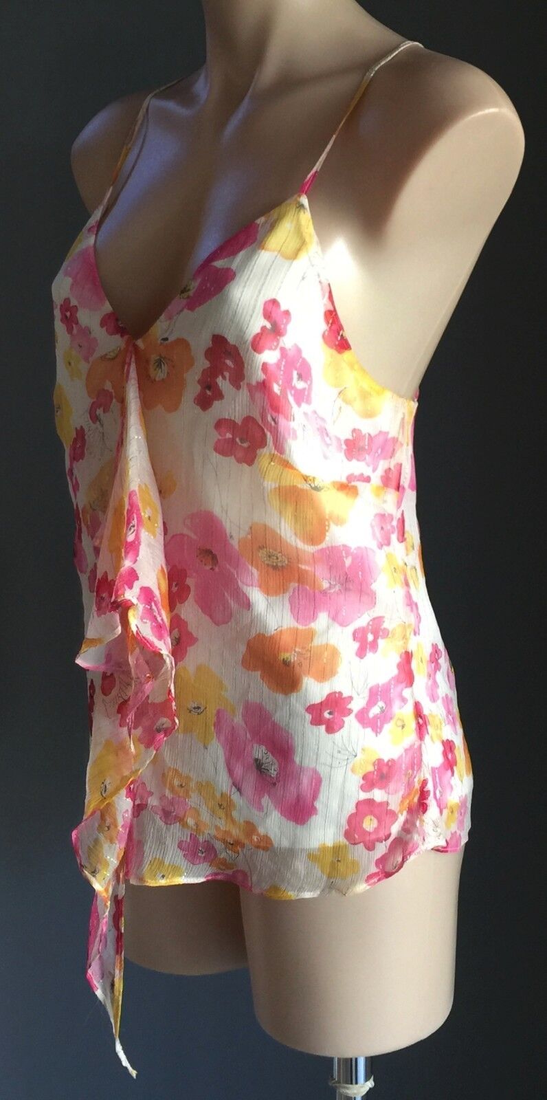 VALLEYGIRL Silk Singlet Top Floral Print Camisole Size Size 14 MultiColour NEW