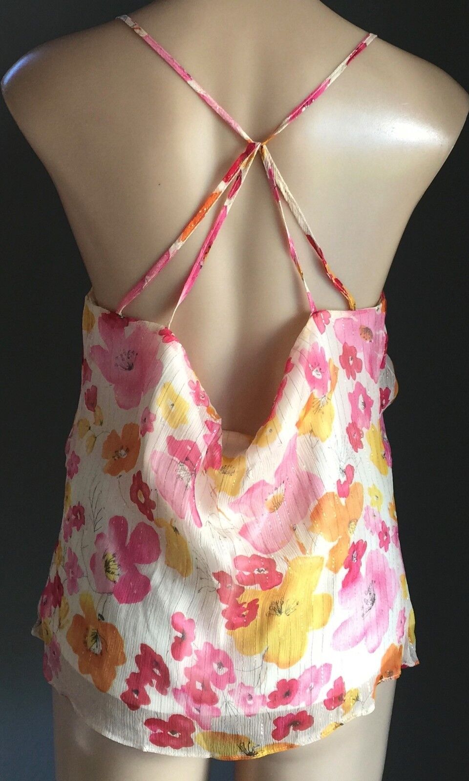 VALLEYGIRL Silk Singlet Top Floral Print Camisole Size Size 14 MultiColour NEW