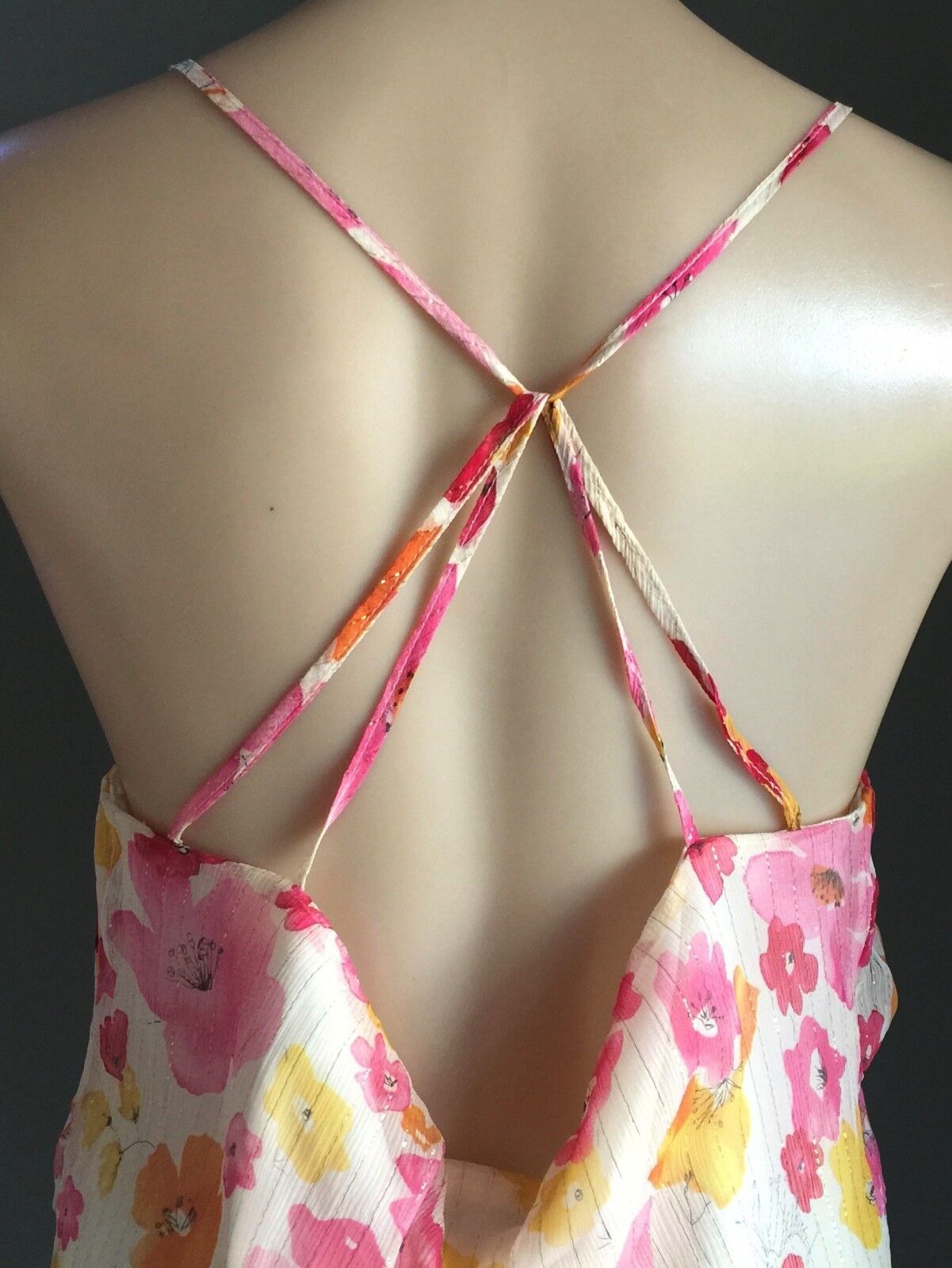 VALLEYGIRL Silk Singlet Top Floral Print Camisole Size Size 14 MultiColour NEW